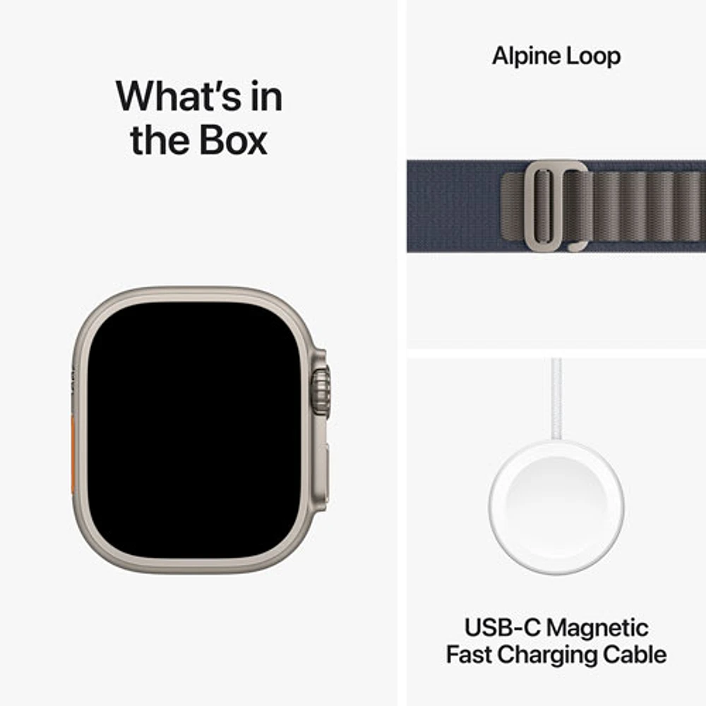 TELUS Apple Watch Ultra 2 (GPS + Cellular) 49mm Titanium Case w/Blue Alpine Loop - S - Monthly Financing