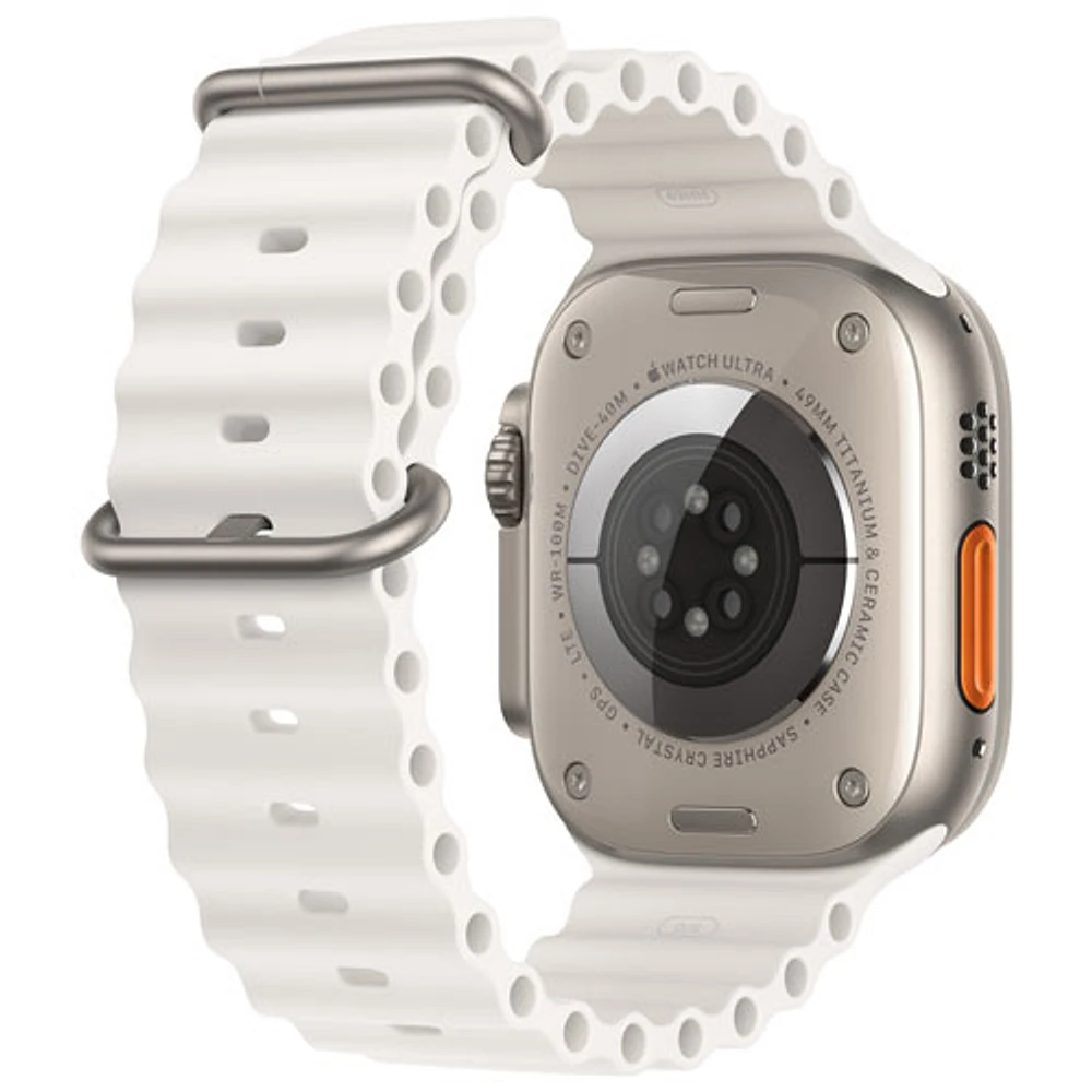 Apple Watch Ultra 2 (GPS + Cellular) avec boîtier de 49 mm en titane et bracelet Océan blanc par TELUS - Financement mensuel