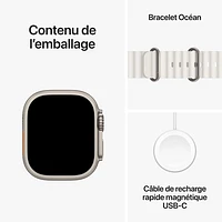 Apple Watch Ultra 2 (GPS + Cellular) avec boîtier de 49 mm en titane et bracelet Océan blanc par TELUS - Financement mensuel