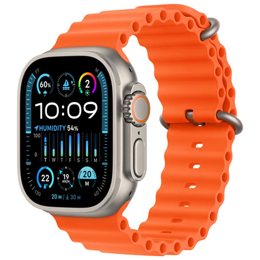 Apple Watch Ultra 2 (GPS + Cellular) avec boîtier de 49 mm en titane et bracelet Océan orange par Rogers - Financement mensuel