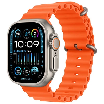 Apple Watch Ultra 2 (GPS + Cellular) avec boîtier de 49 mm en titane et bracelet Océan orange par Rogers - Financement mensuel