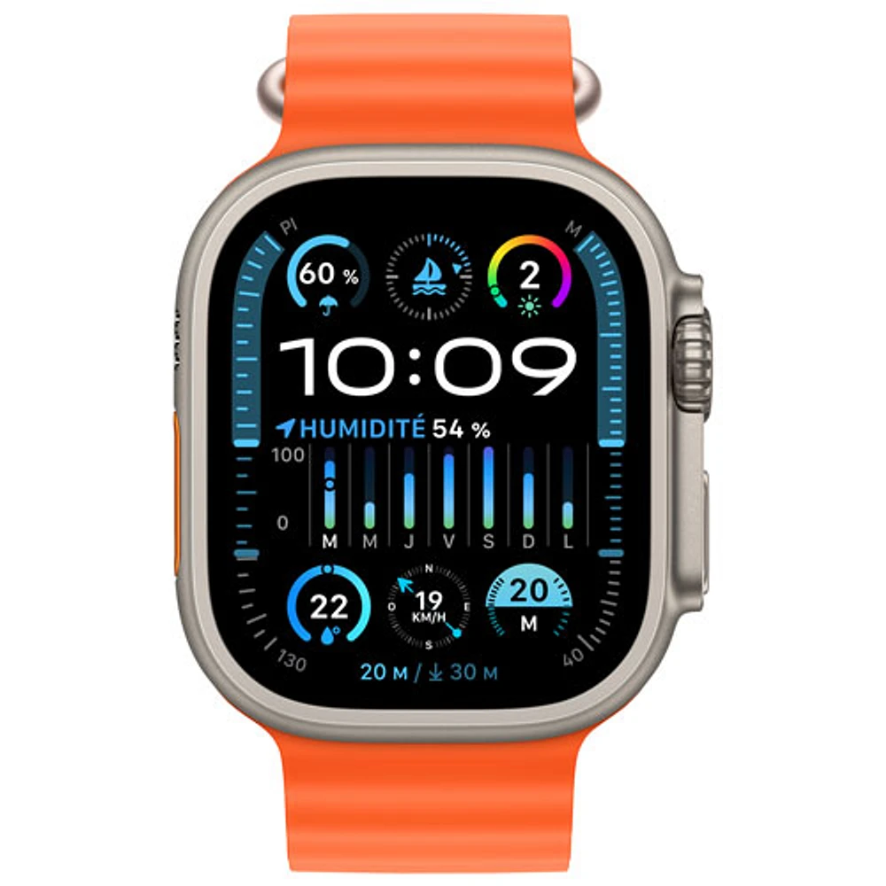 Apple Watch Ultra 2 (GPS + Cellular) avec boîtier de 49 mm en titane et bracelet Océan orange par Rogers - Financement mensuel