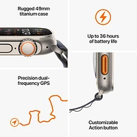 Apple Watch Ultra 2 (GPS + Cellular) avec boîtier de 49 mm en titane et bracelet Océan orange par Rogers - Financement mensuel