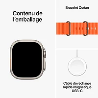 Apple Watch Ultra 2 (GPS + Cellular) avec boîtier de 49 mm en titane et bracelet Océan orange par Rogers - Financement mensuel