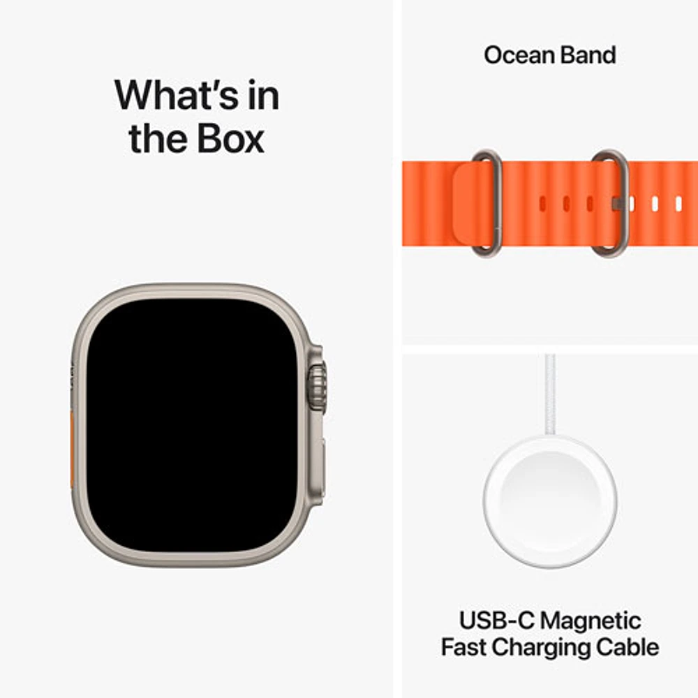 TELUS Apple Watch Ultra 2 (GPS + Cellular) 49mm Titanium Case w/Orange Ocean Band - Monthly Financing