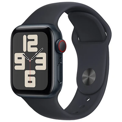 Apple Watch SE (GPS + Cellular) avec boîtier de mm en aluminium minuit et bracelet sport minuit par Rogers - Moyen/Grand