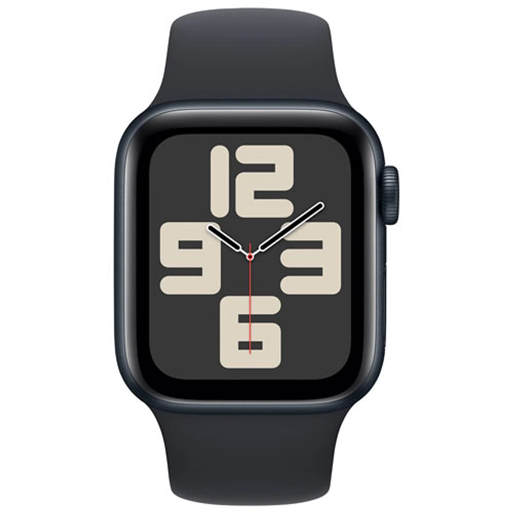 Apple Watch SE (GPS + Cellular) avec boîtier de mm en aluminium minuit et bracelet sport minuit par TELUS - Moyen/Grand