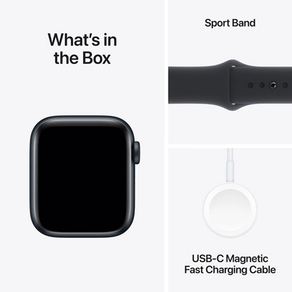 Apple Watch SE (GPS + Cellular) avec boîtier de mm en aluminium minuit et bracelet sport minuit par TELUS - Moyen/Grand