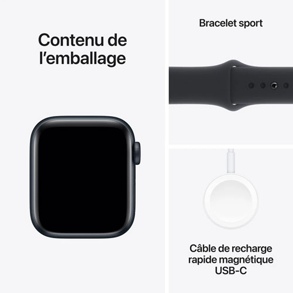 Apple Watch SE (GPS + Cellular) avec boîtier de mm en aluminium minuit et bracelet sport minuit par TELUS - Moyen/Grand