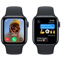 Apple Watch SE (GPS + Cellular) avec boîtier de mm en aluminium minuit et bracelet sport minuit par TELUS - Moyen/Grand