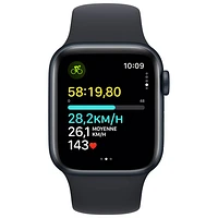 Apple Watch SE (GPS + Cellular) avec boîtier de mm en aluminium minuit et bracelet sport minuit par TELUS - Moyen/Grand