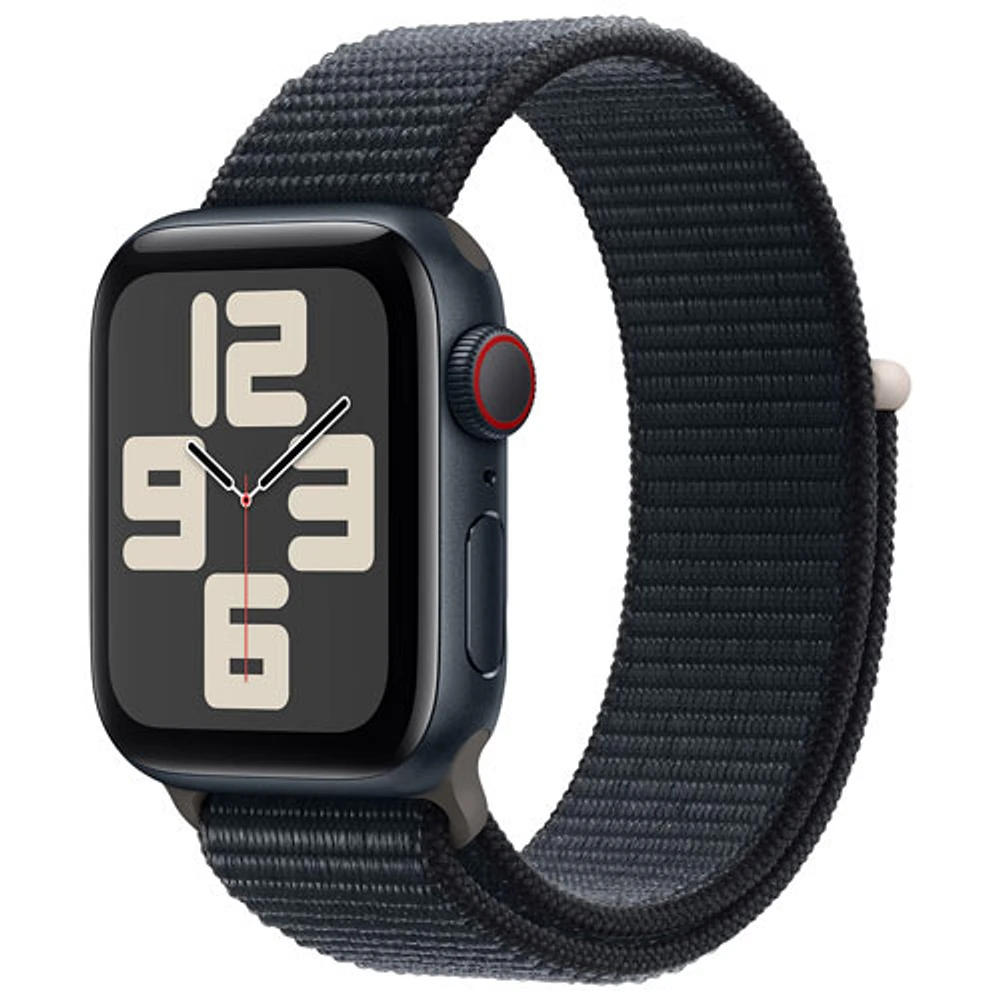 Apple Watch SE (GPS + Cellular) avec boîtier de mm en aluminium minuit et bracelet sport minuit par Rogers