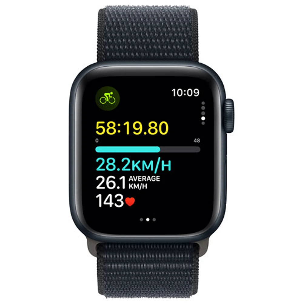 Apple Watch SE (GPS + Cellular) avec boîtier de mm en aluminium minuit et bracelet sport minuit par Rogers
