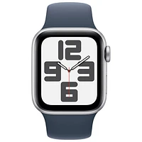 Apple Watch SE (GPS + Cellular) avec boîtier de mm en aluminium argenté et bracelet sport bleu tempête par Rogers - Moyen/Grand