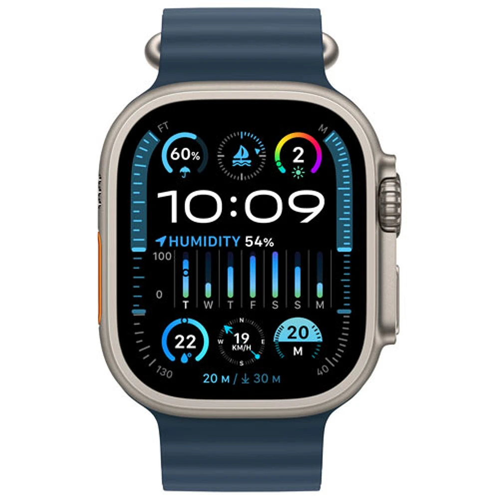Apple Watch Ultra 2 (GPS + Cellular) avec boîtier de 49 mm en titane et bracelet Océan bleu par Virgin Plus - Financement mensuel