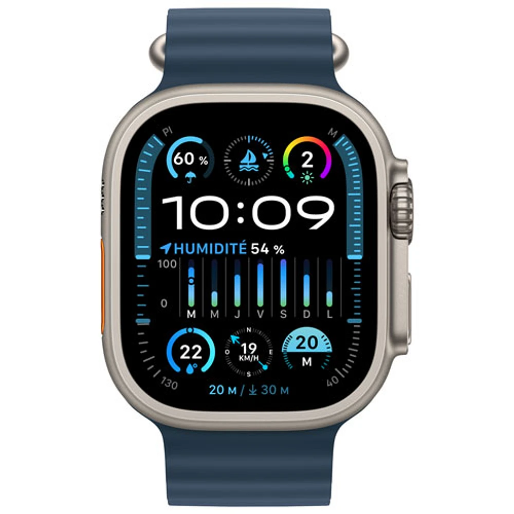 Apple Watch Ultra 2 (GPS + Cellular) avec boîtier de 49 mm en titane et bracelet Océan bleu par Virgin Plus - Financement mensuel