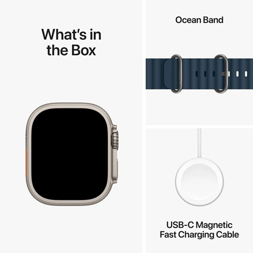 Apple Watch Ultra 2 (GPS + Cellular) avec boîtier de 49 mm en titane et bracelet Océan bleu par Virgin Plus - Financement mensuel