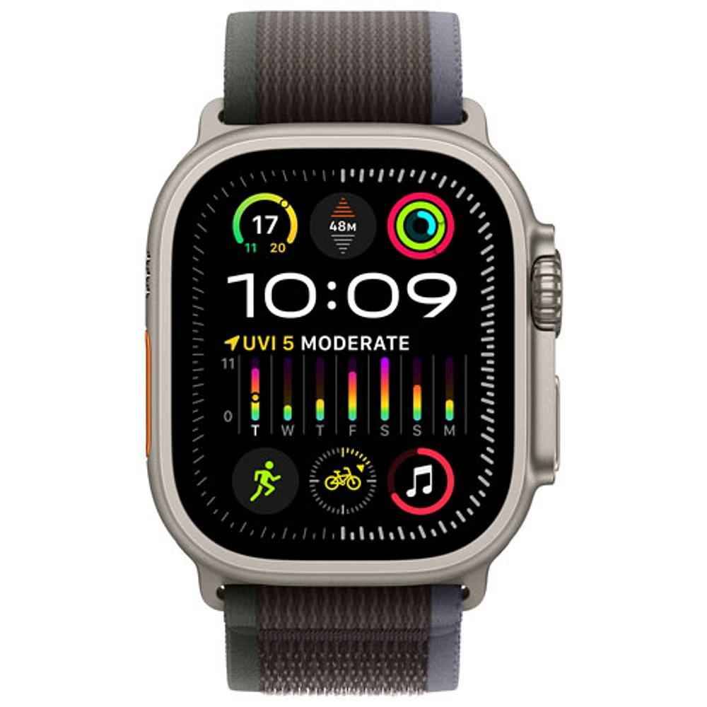 Bell Apple Watch Ultra 2 (GPS + Cellular) 49mm Titanium Case w/Blue Black Trail Loop - S/M - Monthly Financing