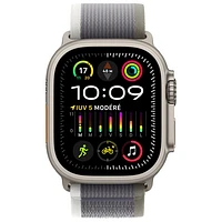 Apple Watch Ultra 2 (GPS + Cellular) avec boîtier de 49 mm en titane et bracelet Sentier vert/gris par Rogers - Moyen/Grand - Financement mensuel