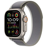 Apple Watch Ultra 2 (GPS + Cellular) avec boîtier de 49 mm en titane et bracelet Sentier vert/gris par TELUS - Petit/Moyen - Financement mensuel