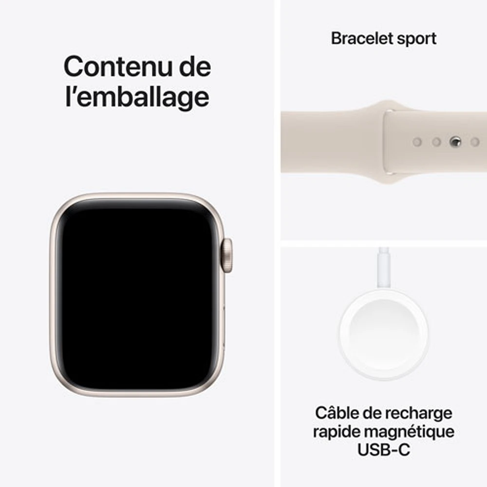Apple Watch SE (GPS + Cellular) avec boîtier de 44 mm en aluminium comète et bracelet sport comète par Rogers - Moyen - Financement mensuel