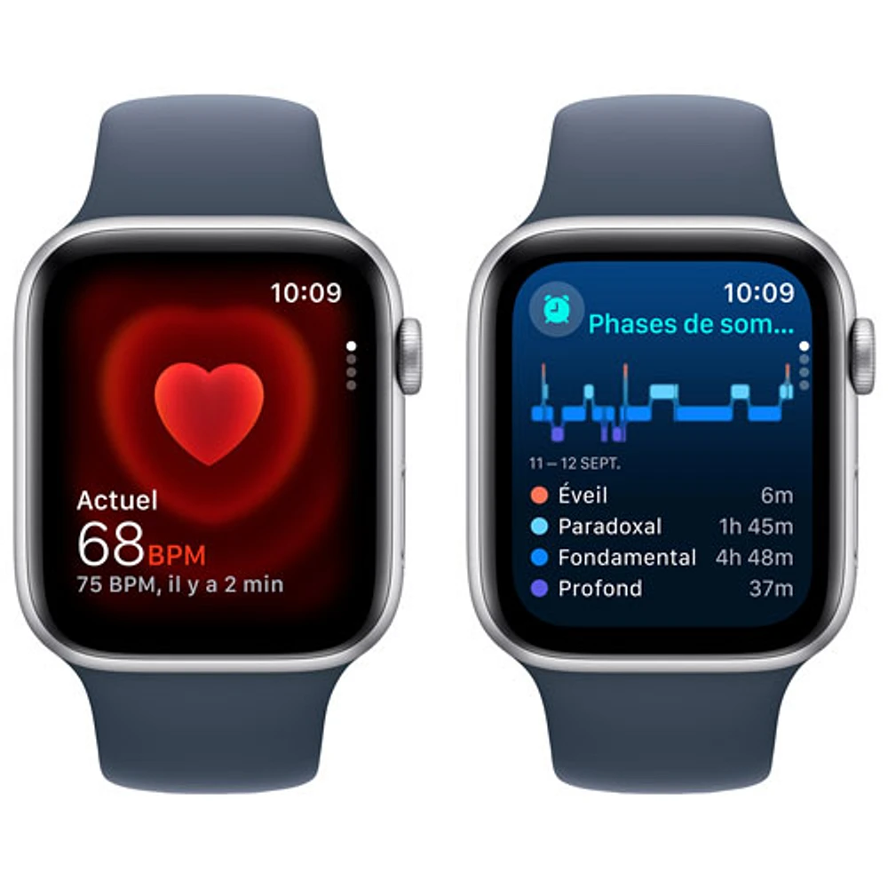 TELUS Apple Watch SE (GPS + Cellular) 44mm Silver Aluminum Case w/Storm Blue Sport Band - /M