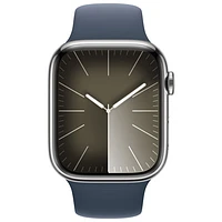 TELUS Apple Watch Series 9 (GPS + Cellular) 45mm Silver Stainless Steel Case w/Storm Blue Sport Band - M/L - Monthly Financing