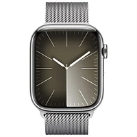 Rogers Apple Watch Series 9 (GPS + Cellular) 45mm Silver Stainless Steel Case w/Silver Milanese Loop - L - Monthly Financing