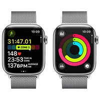 Rogers Apple Watch Series 9 (GPS + Cellular) 45mm Silver Stainless Steel Case w/Silver Milanese Loop - L - Monthly Financing