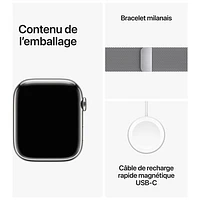 Rogers Apple Watch Series 9 (GPS + Cellular) 45mm Silver Stainless Steel Case w/Silver Milanese Loop - L - Monthly Financing