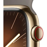 TELUS Apple Watch Series 9 (GPS + Cellular) 45mm Gold Stainless Steel Case w/Clay Sport Band - M/L - Monthly Financing