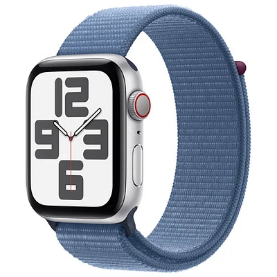 Apple Watch SE (GPS + Cellular) avec boîtier de 44 mm en aluminium argenté et bracelet sport bleu hivernal par Rogers - Financement mensuel