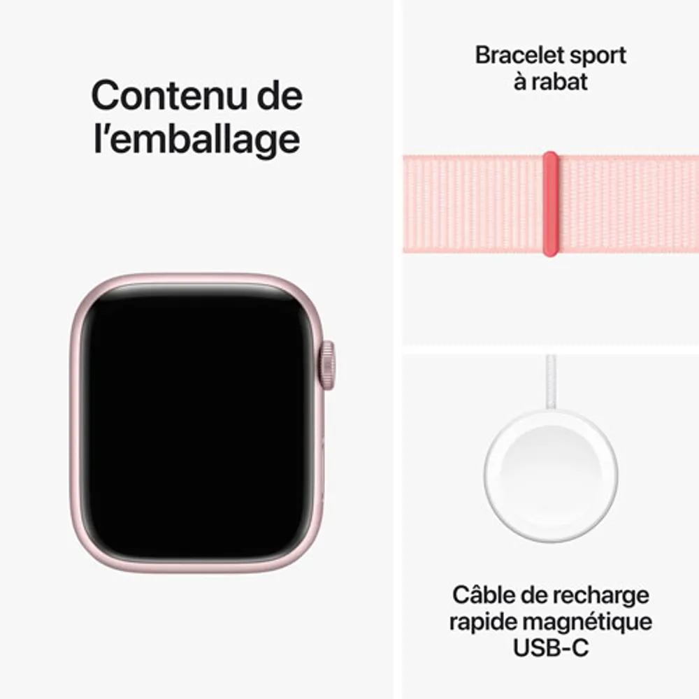 Rogers Apple Watch Series 9 (GPS + Cellular) 45mm Pink Aluminum Case w/Light Pink Sport Loop - Monthly Financing