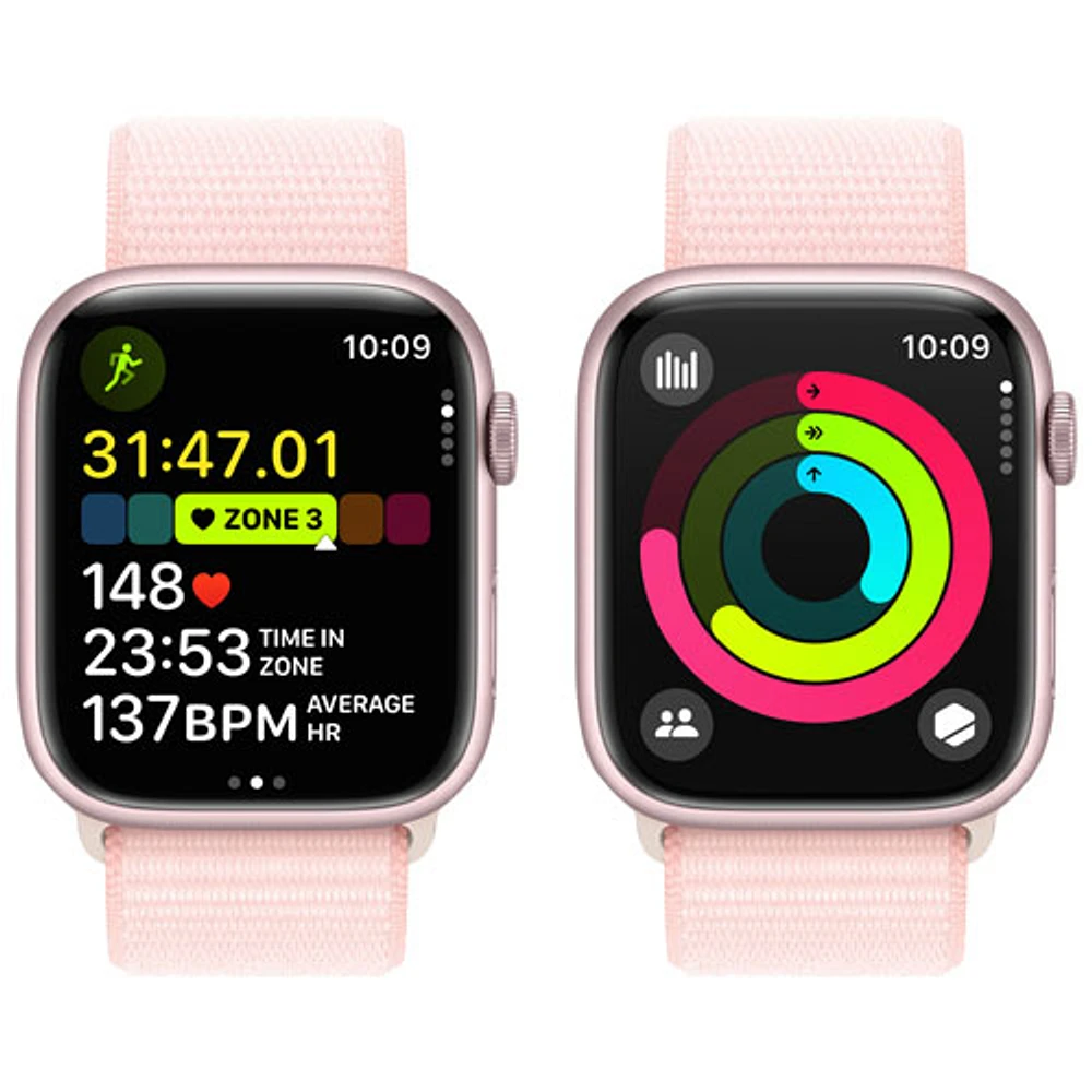 Rogers Apple Watch Series 9 (GPS + Cellular) 45mm Pink Aluminum Case w/Light Pink Sport Loop - Monthly Financing