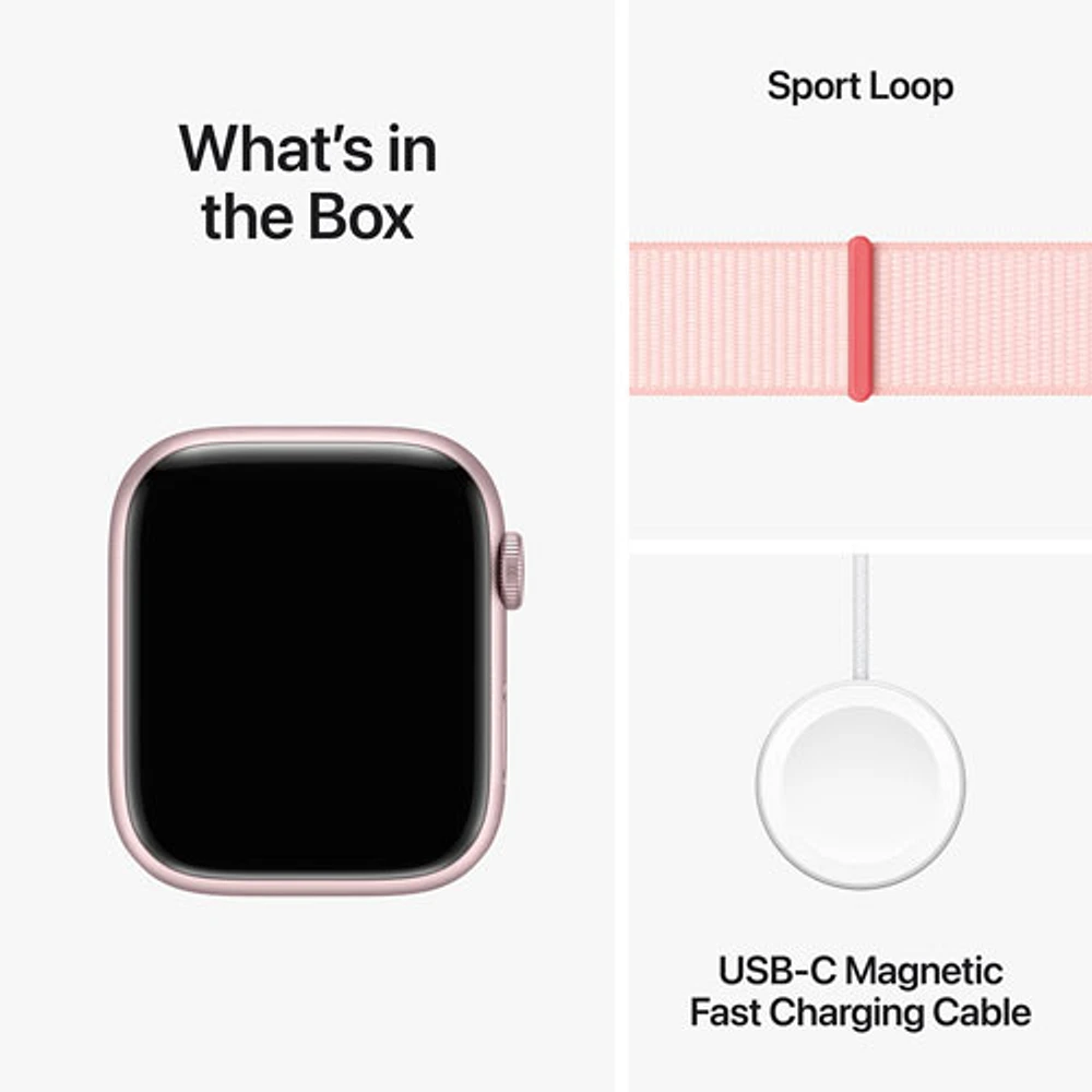 TELUS Apple Watch Series 9 (GPS + Cellular) 45mm Pink Aluminum Case w/Light Pink Sport Loop - Monthly Financing