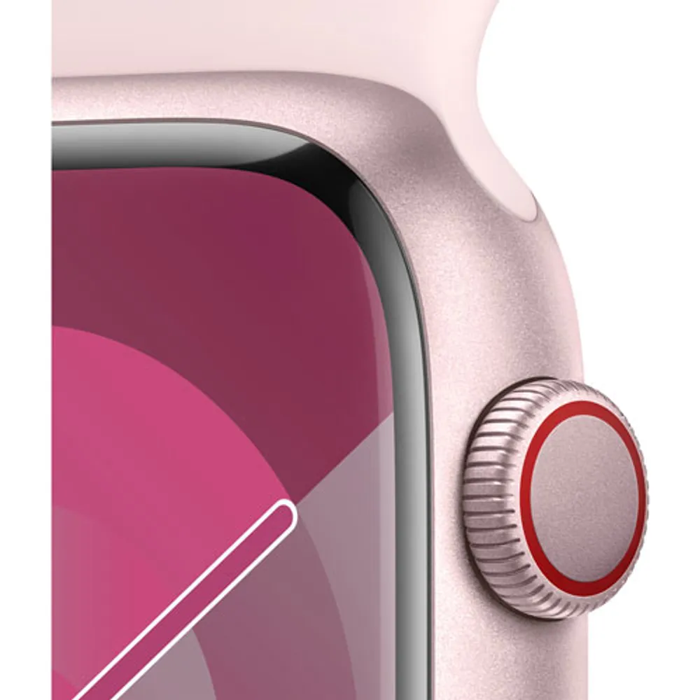 Bell Apple Watch Series 9 (GPS + Cellular) 45mm Pink Aluminum Case w/Light Pink Sport Band - M/L - Monthly Financing