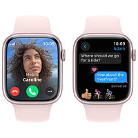 Apple Watch Series 9 (GPS + Cellular) avec boîtier de 45 mm en aluminium rose et bracelet sport rose dragée par TELUS - Petit/Moyen - Financement mensuel