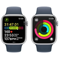 Bell Apple Watch Series 9 (GPS + Cellular) 45mm Silver Aluminum Case w/Storm Blue Sport Band - M/L - Monthly Financing