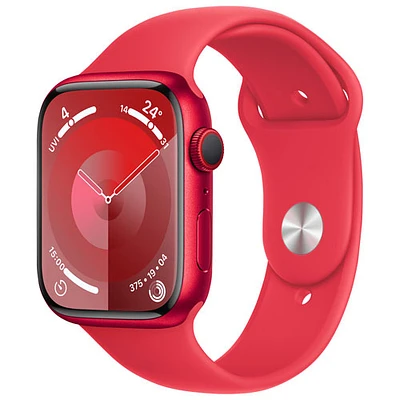 Apple Watch Series 9 (GPS + Cellular) avec boîtier de 45 mm en aluminium (PRODUCT)RED et bracelet sport (PRODUCT)RED par Rogers - Petit/Moyen - Financement mensuel