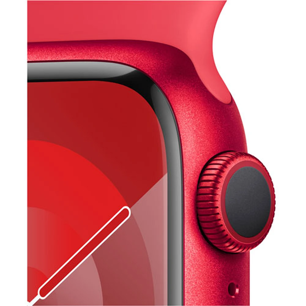 Apple Watch Series 9 (GPS + Cellular) avec boîtier de 41 mm en aluminium (PRODUCT)RED et bracelet sport (PRODUCT)RED par Rogers - Moyen/Grand - Financement mensuel