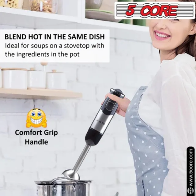 5 CORE Immersion Blender Handheld 1 Piece Red 500W Copper Motor Emulsifier  Blender Multi Purpose Emerson Blenders Premium Small Kitchen Appliances Use  Batidora Electrica