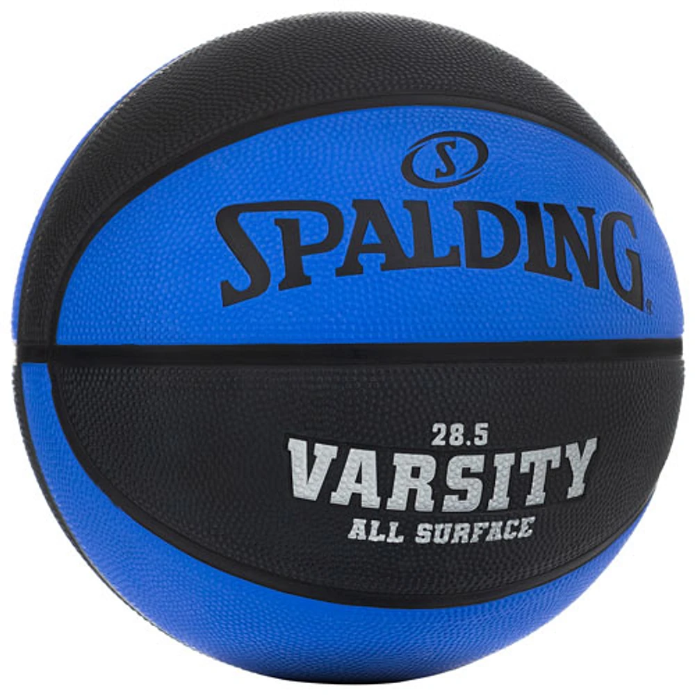 Ballon de basketball d'extérieur en caoutchouc Varsity de Spalding - Bleu/Noir