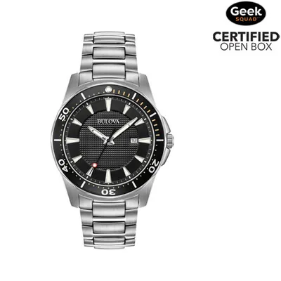 Open Box - Bulova Sport 44mm Men's Dress Watch - Silver/Black