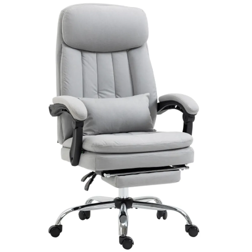 Vinsetto High Back Office Chair, Microfibre Computer Desk Chair with Lumbar  Support Pillow, Foot Rest, Reclining Back, Arm