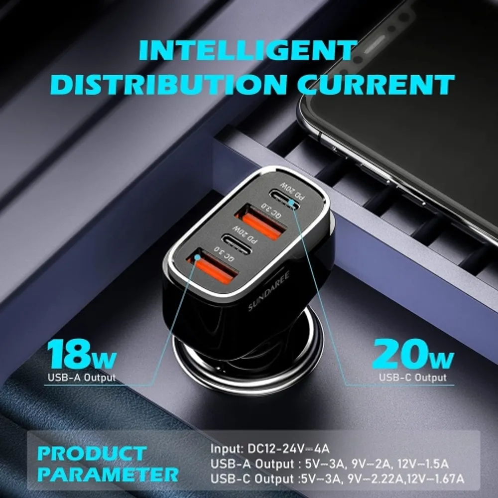 USB-A 12V car fast charger (QC, 3A)