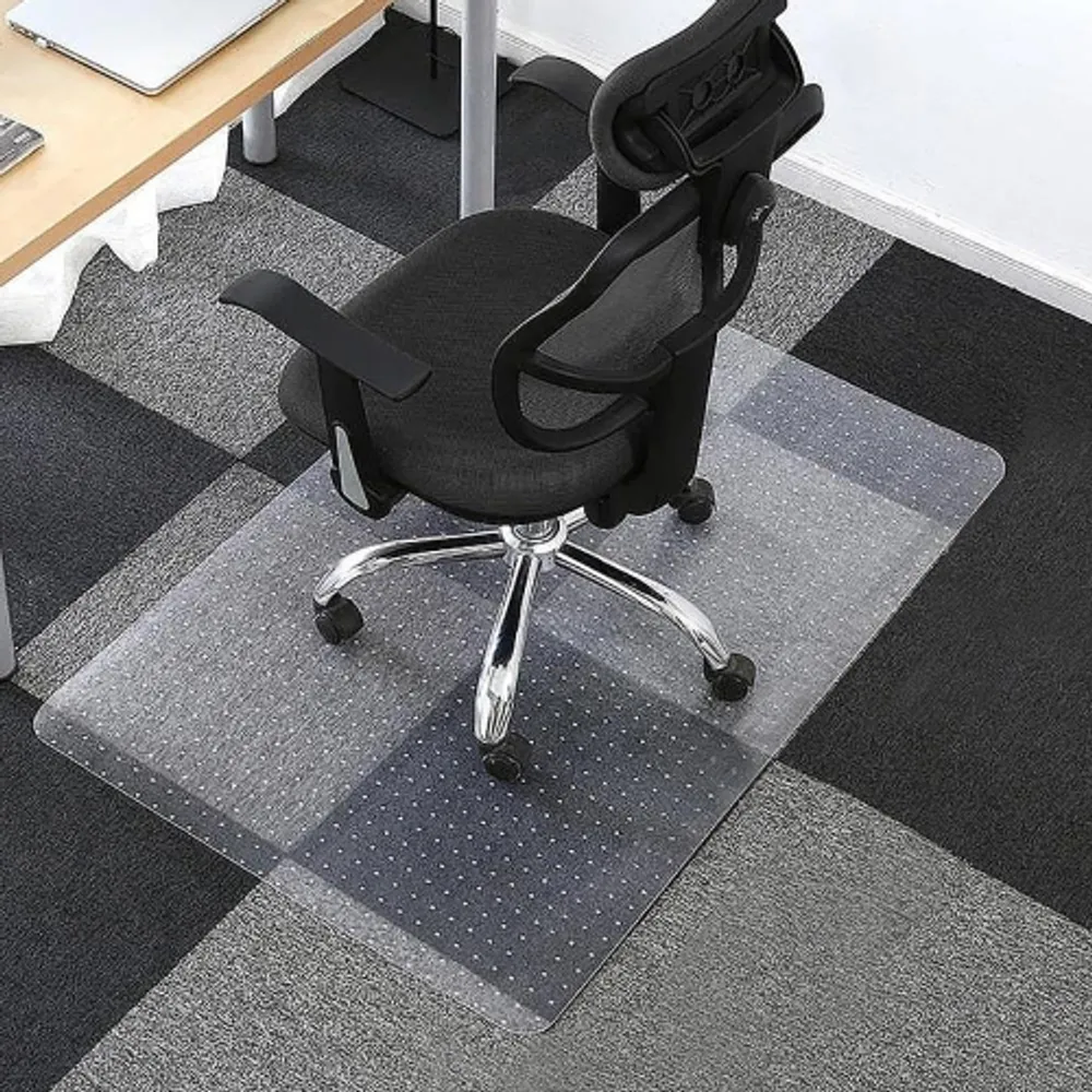 Costway 47'' x 47'' PVC Chair Floor Mat Home Office Protector for Hard Wood Floors