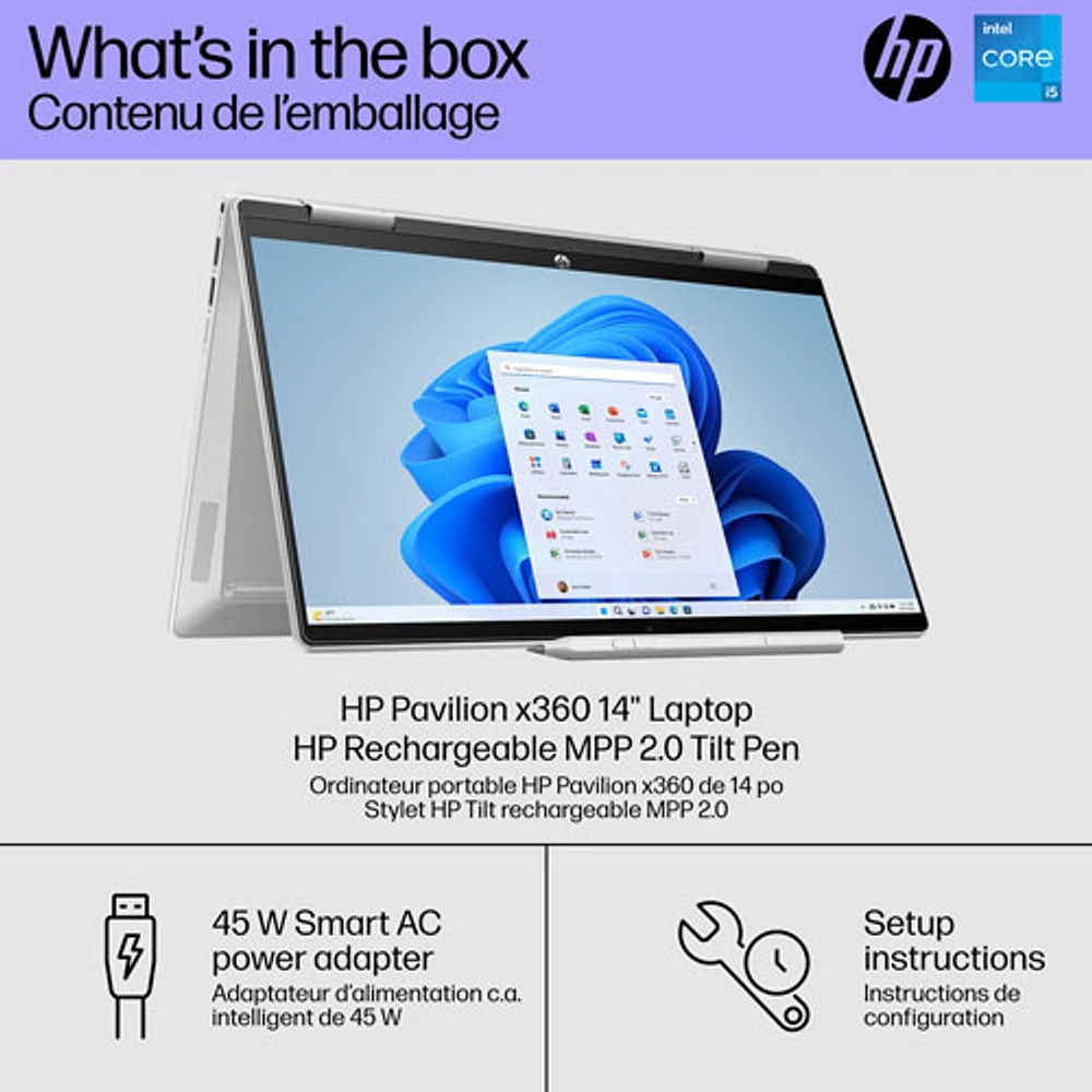 HP Pavilion x360 14" 2-in-1 Laptop - Natural Silver (Intel Core i5-1335U/512GB SSD/8GB RAM/Win 11 Home)