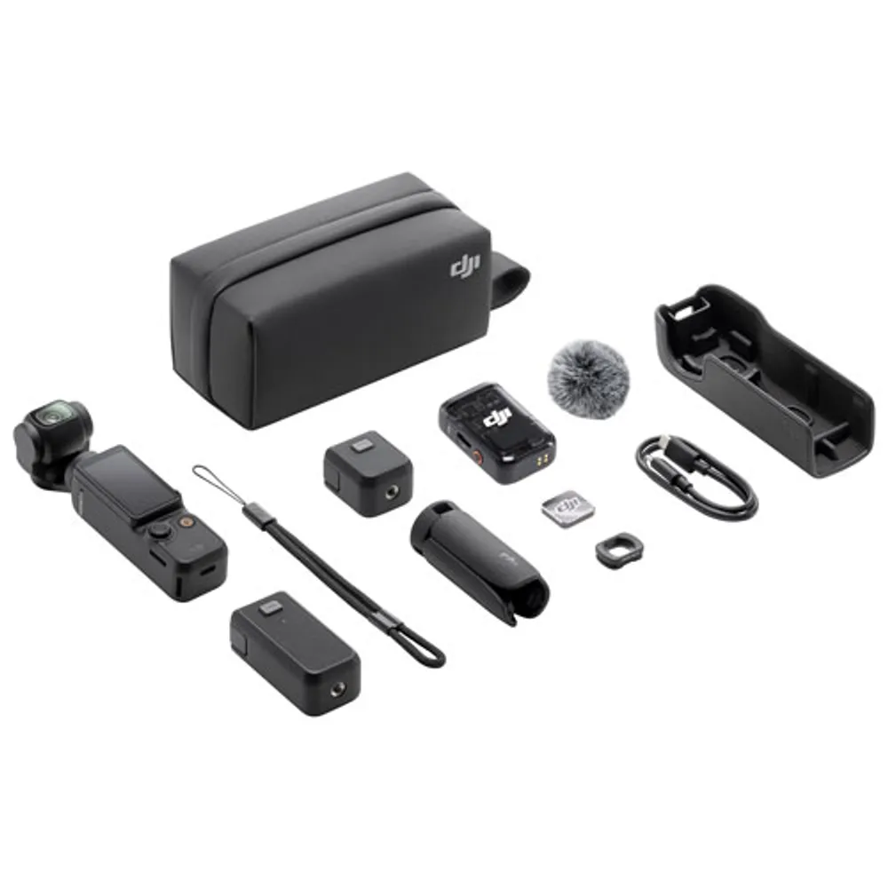 Caméra portative 4K à stabilisation à 3 axes Pocket 3 de DJI avec écran tactile rotatif et accessoires - Noir