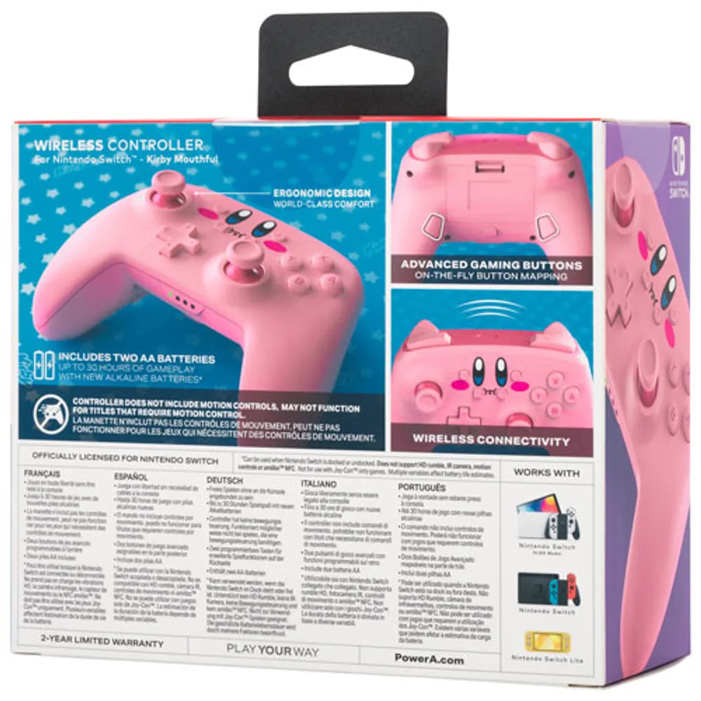 PowerA Kirby Mouth Wireless Controller for Nintendo Switch - Pink