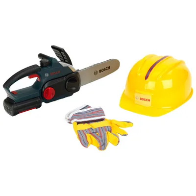 Theo Klein Toy Chainsaw, Helmet & Work Gloves